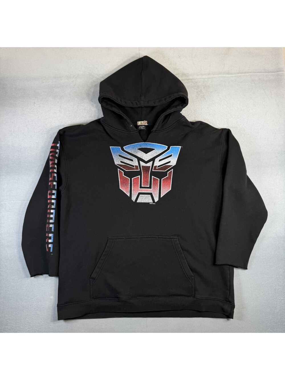 Vintage Y2K Transformers Hoodie Mens XXL Black Mighty Fine Autobots Logo 2008
